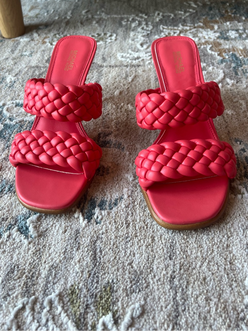 Michael Kors Braided Double-Strap Slide Sandals in Bright Red